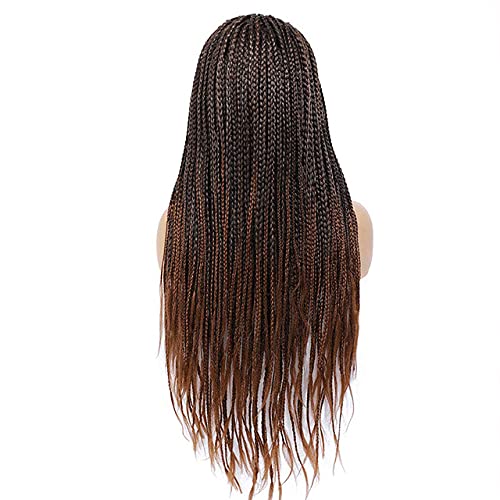 ZeniRuec Venda Box Trenzas Peluca Ombre Brown Largo Trenzaed Africano Peluca Sintético Trenzaing Beauty Pelo Natural Cabello para Mujer/Men with 3 Vendas Dark Brown 26 inch