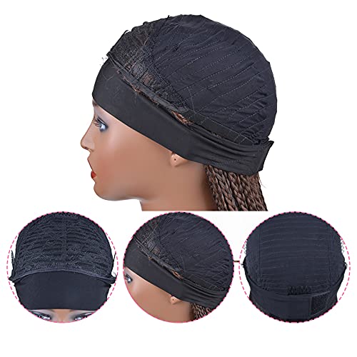 ZeniRuec Venda Box Trenzas Peluca Ombre Brown Largo Trenzaed Africano Peluca Sintético Trenzaing Beauty Pelo Natural Cabello para Mujer/Men with 3 Vendas Dark Brown 26 inch