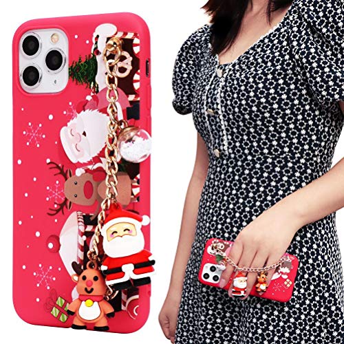 ZhuoFan Navidad Funda para iPhone 11 Cárcasa Silicona con Dibujos 3D Muñecas Navidad Diseño Ultrafina Suave TPU Antigolpes de Protector Piel Pulsera Case para Apple iPhone 11, Rojo