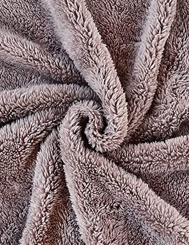 Zilcremo Mujer Lana Chaqueta Cárdigan con Capucha Frente Abierto Abrigo Fleece de Piel Sintética Invierno Purplish Brown XL
