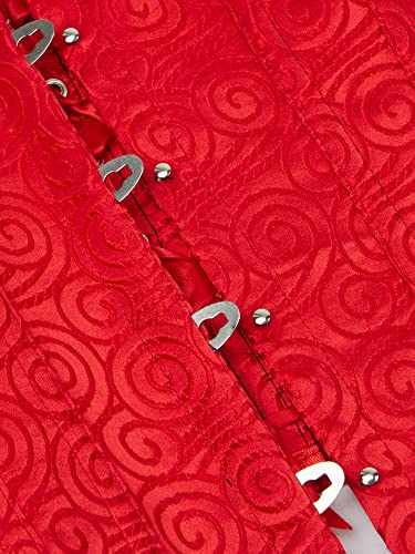 Zukmuk Corsé de mujer Corsé elegante de encaje Corsé Vintage de ceremonia nupcial floral con cordón abdominal cinturón en cintura sexy a la moda, rojo, S