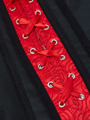 Zukmuk Corsé de mujer Corsé elegante de encaje Corsé Vintage de ceremonia nupcial floral con cordón abdominal cinturón en cintura sexy a la moda, rojo, S