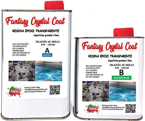 0,8 Kg Fantasy Crystal Coat, Resina epoxi bicomponente de Recubrimiento, porcelanato liquido, Ideal para Recubrimiento de Grandes Superficies,