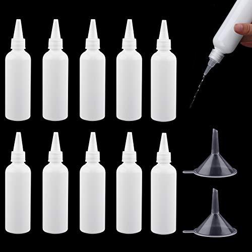 10 Piezas Squeeze Bottle Botellas de Condimento 100ml Dispensador de Botellas de Plástico Botellas dispensadoras con 2 embudos para loción de salsa Ketchup Mostaza