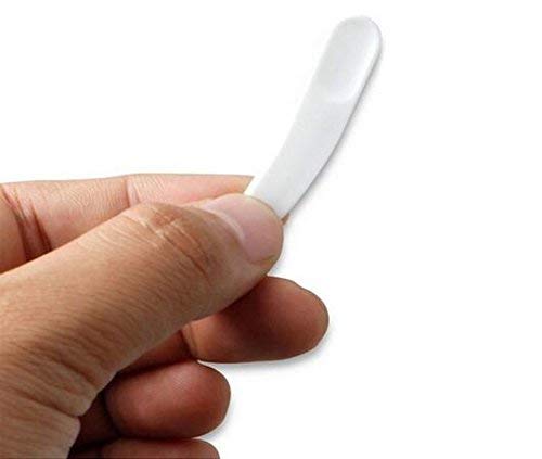 100 mini espátulas desechables de plástico para cosméticos, crema facial, cuchara para mezclar y muestrear, color blanco