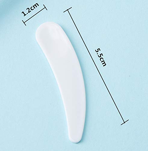100 mini espátulas desechables de plástico para cosméticos, crema facial, cuchara para mezclar y muestrear, color blanco