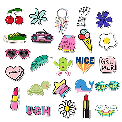 100 pegatinas impermeables para botella de agua, pegatinas estéticas femeninas lindas de Kawaii duraderas para portátil, teléfono, monopatín, equipaje, niños, adolescentes, adultos