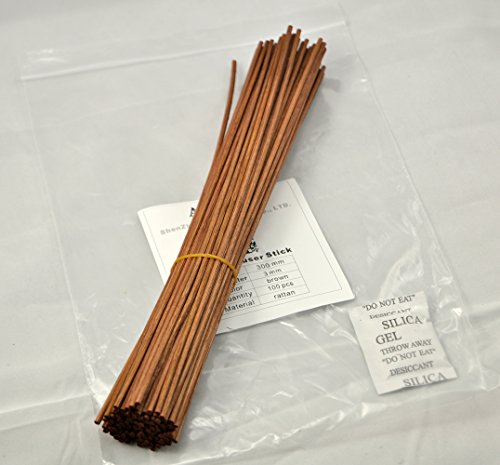 100 piezas Caña de ratán propagación difusor de varillas de repuesto palos para aroma y fragancia (30cm x 3mm, Marrón)