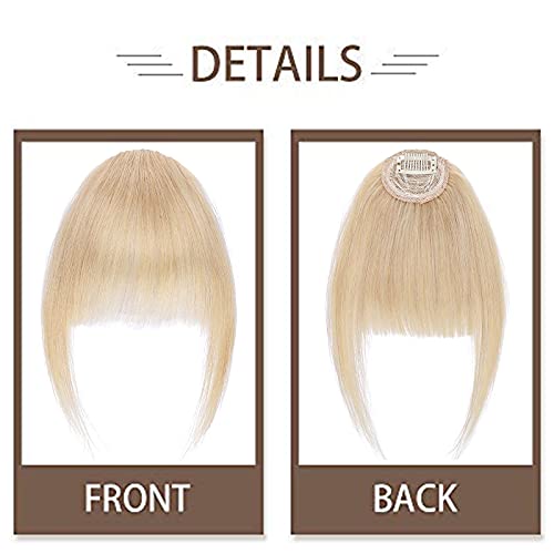 14cm SEGO Flequillo Postizo Ligero Pelo Natural Clip de Estilo Francés [#24 Rubio Natural] Extensiones de Cabello Humano Remy Human Hair Clip in Bangs Fringe (14g)