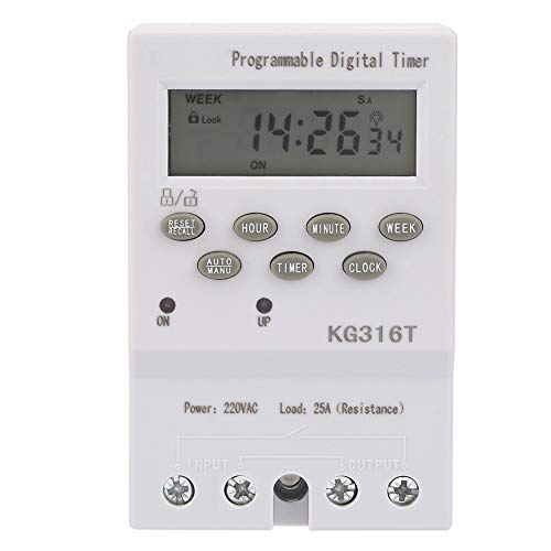 220V Interruptor de temporizador digital, Interruptor de control de tiempo del microordenador, KG316T 220V Interruptor de temporizador programable