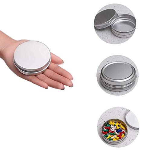 24 latas vacías de Aluminio Plateado de 60ml Metal Redondo para muestras de cosméticos tarros de Almacenamiento con Tapa de Rosca Superior latas de Viaje para té Especias bálsamo Labial Crema joyería