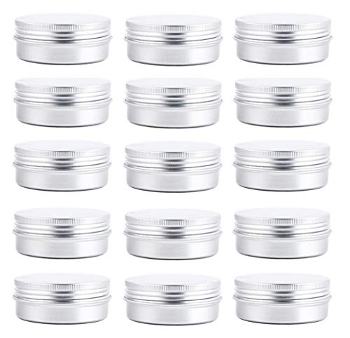 24 latas vacías de Aluminio Plateado de 60ml Metal Redondo para muestras de cosméticos tarros de Almacenamiento con Tapa de Rosca Superior latas de Viaje para té Especias bálsamo Labial Crema joyería