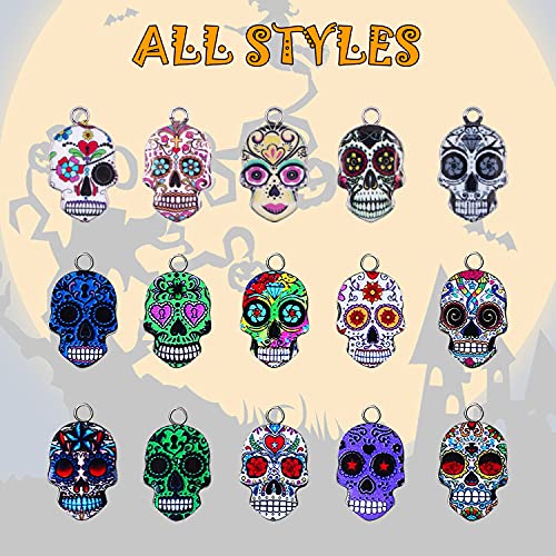 25 Piezas Colgantes del Encanto Encantos de Calavera de Halloween DIY Joyería de Metal Colgantes para de La Joyería de Llaveros, Pulseras, Collares, Pendientes