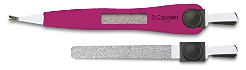 3 Claveles 12384 Corta Cutículas Con Lima Inoxidable De 12.5 Cm, color Cranberry, 2 Unidad