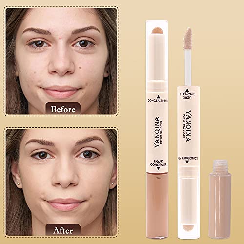 3 Pcs Corrector de Doble Punta Correctores Freckle Acne Concealer Stic Lápiz corrector líquido Corrector Barra de Maquillajea Prueba de Agua Maquillaje Facial Corrector De Contorno CosméTico