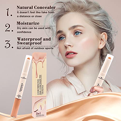 3 Pcs Corrector de Doble Punta Correctores Freckle Acne Concealer Stic Lápiz corrector líquido Corrector Barra de Maquillajea Prueba de Agua Maquillaje Facial Corrector De Contorno CosméTico