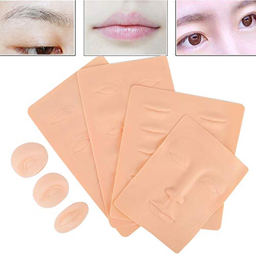3Pcs Tattoo Practice Silicone Skin, maquillaje permanente Microblading Eyebrow Lip Tattoo Training Fake Skin para salón de belleza profesional y uso personal en el hogar