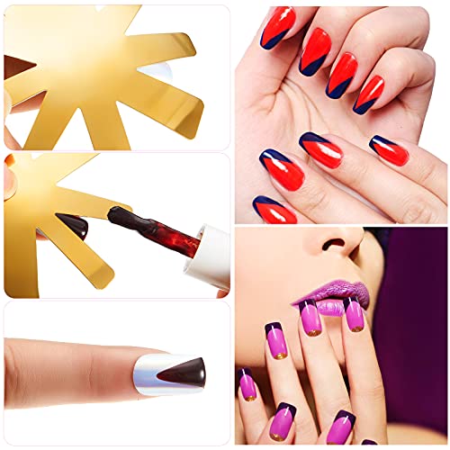 4 Cortadores de Punta de Uñas Francesa Cortadores de Bordes de Manicura Guías de Uñas Francesa Cortadores de Línea V de Sonrisa Plantilla de Borde Uñas de Acero Inoxidable con 2 Cepillos