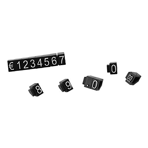 420PCS Todo en"€" Kit de cubos de precio de la tienda Tienda Mostrador Mostrador de precios de venta Cubo negro Carta blanca Etiquetas de precios digitales - Blanco y negro