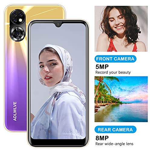 4G Moviles Libres Baratos, Pantalla 6,3 Pulgadas, 32GB/64GB ROM, 3GB RAM, Android 9.0 Smartphone Libre, 4600mAh Batería, Smartphone Barato Dual SIM, 8MP Face ID Moviles Baratos y Buenos (Oro)