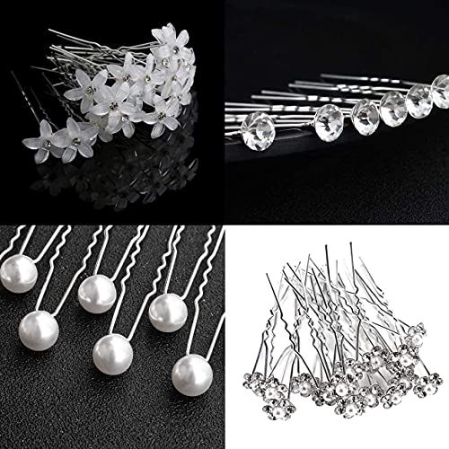 50 Piezas Horquillas Pelo Mujer, VEGCOO Horquillas para Novia, Pinzas para el Pelo en Forma de U, Accesorios para el cabello para Boda, Fiesta