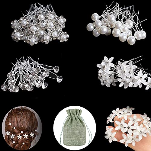 50 Piezas Horquillas Pelo Mujer, VEGCOO Horquillas para Novia, Pinzas para el Pelo en Forma de U, Accesorios para el cabello para Boda, Fiesta