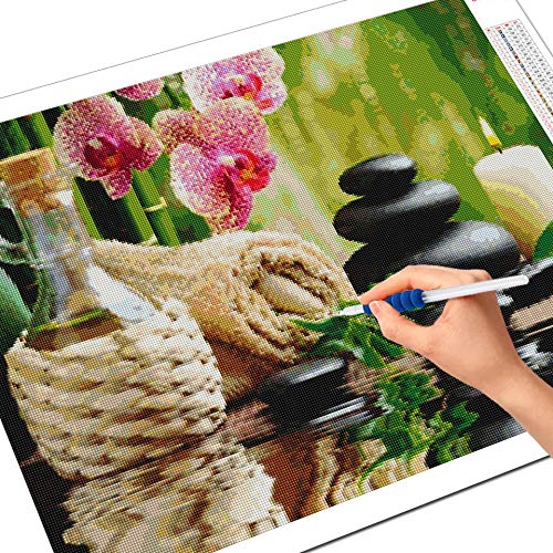 5D DIY diamante bordado piedra de orquídea completo redondo diamantes de imitación mosaico pintura punto de cruz flor diamante arte conjunto A10 60x80cm