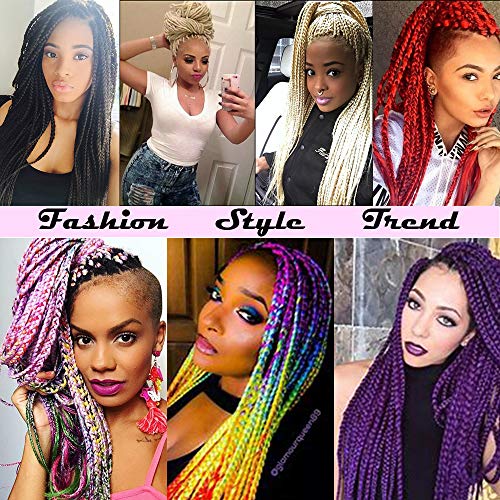 65cm Extensiones de Pelo Sintético para Trenzas Africanas Braiding Twist Crochet Hair EZ Trenzado Yaki Profesional Cabello Pre Stretched Braiding Hair Postizo 5 Piezas, Vino rojo