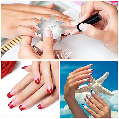 6pcs Cortador de Borde Manicura, Francesas Cortadores de Uñas Plantillas, Cortador de Uñas con Levantador de Cutícula y Removedor de Cutícula de Acero Inoxidable 11 Tamaños (Plata)