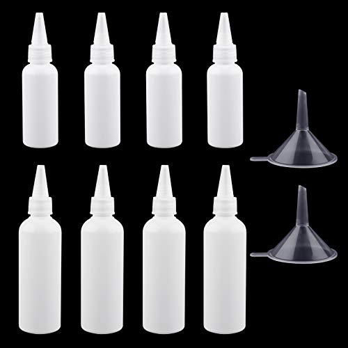 8 reutilizable botellas de condimento, botellas dispensadoras de exprimir, recipientes vacíos para botellas con 2 embudos para condimentos, pintura, manualidades, loción