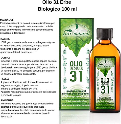 Aceite de hierbas orgánico 31 100 ml Vitamol revitalizante para masajes musculares y aromaterapia - No graso