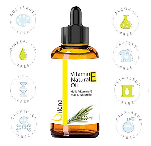 Aceite de vitamina E (tocoferol) 100% natural Vegano, Cuidado facial antienvejecimiento, Desmaquillador waterproof, Cuerpo y cabello, Uñas y cutículas, Hidratante reparador para manos (30 ml)