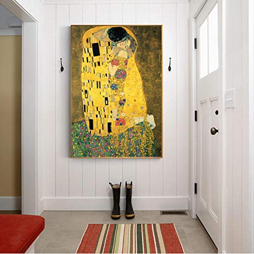 ACEYCHUANG Abrazos Hombres y Mujeres Cartel de Beso de Moda clásica para decoración del hogar-50x60 cm