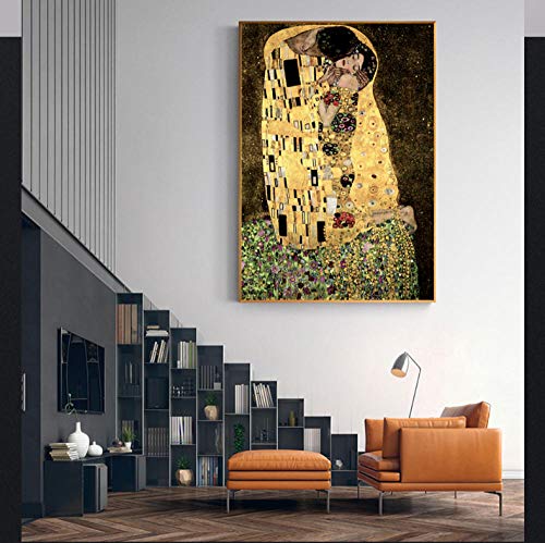 ACEYCHUANG Abrazos Hombres y Mujeres Cartel de Beso de Moda clásica para decoración del hogar-50x60 cm
