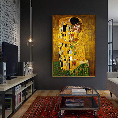 ACEYCHUANG Abrazos Hombres y Mujeres Cartel de Beso de Moda clásica para decoración del hogar-50x60 cm