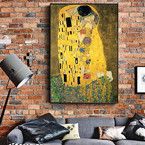 ACEYCHUANG Abrazos Hombres y Mujeres Cartel de Beso de Moda clásica para decoración del hogar-50x60 cm