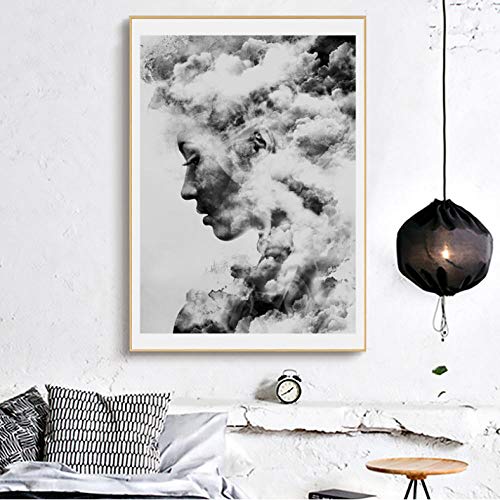 ACEYCHUANG Chica Retrato Lienzo póster, Arte Moderno, Sala de Estar decoración del hogar-50x60 cm