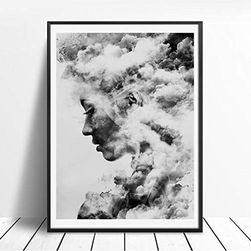 ACEYCHUANG Chica Retrato Lienzo póster, Arte Moderno, Sala de Estar decoración del hogar-50x60 cm