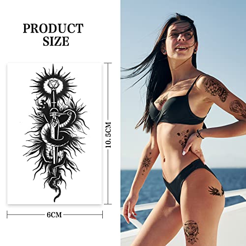 ACWOO Tatuajes Temporales Pegatinas, 40 Hojas 3D Realista Pegatinas de Tatuajes, Falso Tatuajes Pegatinas de Arte Corporal, Calcomanias Tatuajes Navidad Halloween para Mano Cuello Brazo Adultos Niños