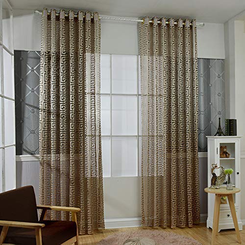 adaada Juego de 2 cortinas de tul negro y dorado para salón, color dorado, 230 x 140 cm