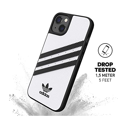 adidas Funda diseñada para iPhone 13 6.1, Carcasa a Prueba de caídas, Bordes elevados, Carcasa Original, Color Blanco con Rayas Negras
