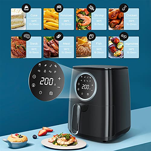 Aigostar Odin - Freidora sin aceite, 4,2L de capacidad, 1400W y pantalla digital LED táctil. Freidora de aire con 8 menús programados y modo manual. Totalmente libre de BPA. Diseño exclusivo.