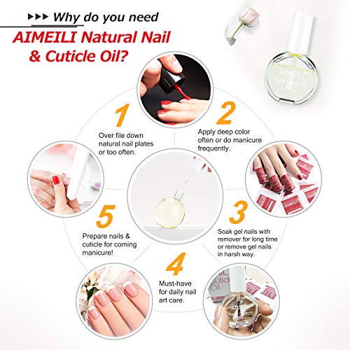 AIMEILI Acondicionador de Cutículas y Uñas Nail Solaroil Cuticle Oil Nutritivo Para Uñas Tratamiento de Cutícula Aceite Revitalizador Esmalte de Uñas Nutre el Protector de la Piel Cuidado de Uñas 15ML