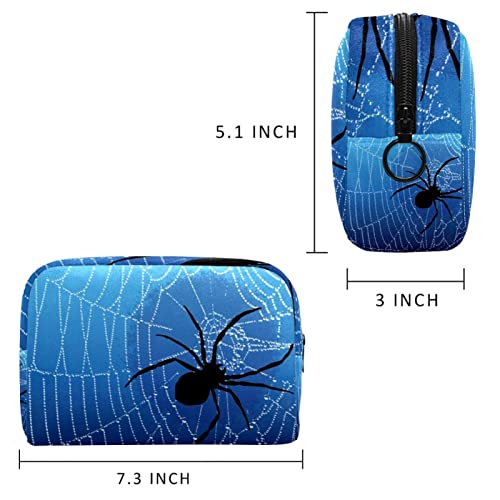 AITAI Bolsa de maquillaje grande Bolsa de viaje Organizador cosmético Blue Spider Web Black Spider