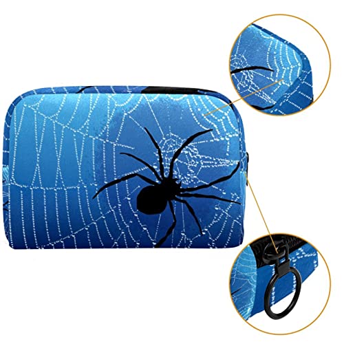 AITAI Bolsa de maquillaje grande Bolsa de viaje Organizador cosmético Blue Spider Web Black Spider