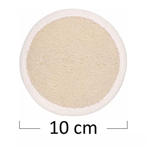 Almohadillas de esponjas (Paquete de 5) – Esponjas Exfoliantes – Material Luffa Natural – Producto esencial para el cuidado de la piel – Para ducha/baño – Textura fibrosa