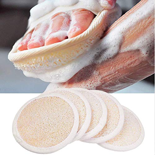 Almohadillas de esponjas (Paquete de 5) – Esponjas Exfoliantes – Material Luffa Natural – Producto esencial para el cuidado de la piel – Para ducha/baño – Textura fibrosa