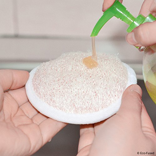 Almohadillas de esponjas (Paquete de 5) – Esponjas Exfoliantes – Material Luffa Natural – Producto esencial para el cuidado de la piel – Para ducha/baño – Textura fibrosa
