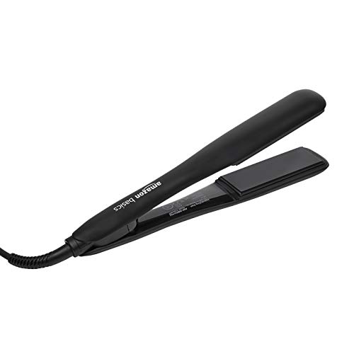 Amazon Basics - Plancha de peluquería de cerámica de tourmalina y PTC con función de apagado automático y pantalla LCD, 3,2 cm, color negro