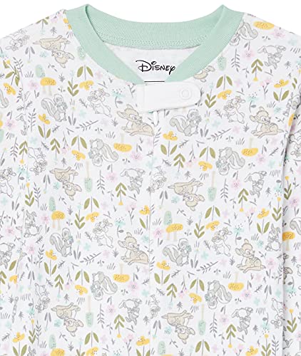Amazon Essentials Baby Disney Star Wars Marvel Snug-Fit Cotton Footed Pajamas Durmientes, Paquete de 2 Bambi Nature, 12 Meses